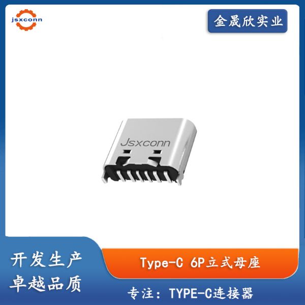 TYPE-C 6P立贴母座